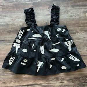 NWT Embroidered Babydoll Tank Top Blouse
